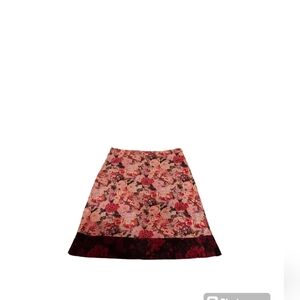 Vintage Y2K Whimsigoth Velvet Floral Skirt Size 10 Pink Corduroy Fairy Boho